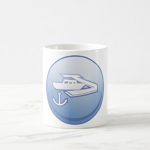 Caneca De Café Marinha Náutica de Barco e Âncora