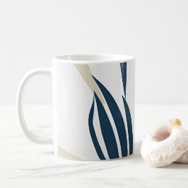 Caneca De Café Marinho Abstrato moderno - Blue & Beige Coffee Mug