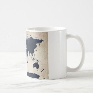 Caneca De Café Marinho afligido mapa do mundo