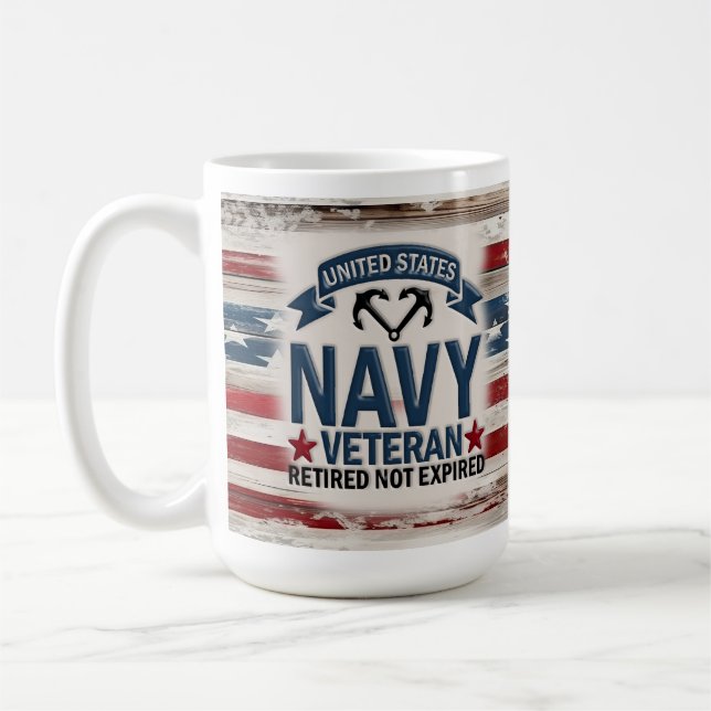 Caneca De Café Marinho aposentado Veterano EUA Flag Mug Gift (Esquerda)