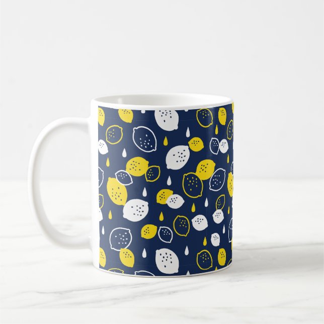 Caneca De Café Marinho Blue Lemon Art - Refrescando o Citrus Desi (Esquerda)