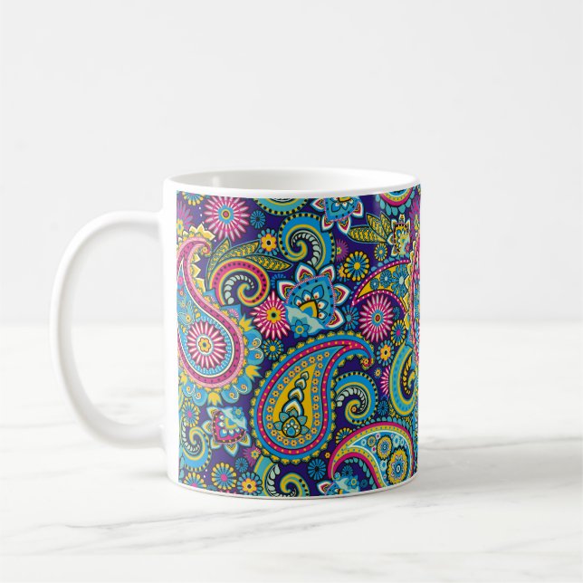 Caneca De Café Marinho Blue Paisley (Esquerda)