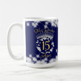Caneca De Café Marinho Blue Silver Quinceanera Vintage Boho Espan
