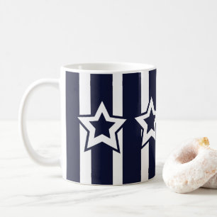 Caneca De Café Marinho Blue White Star Stripes