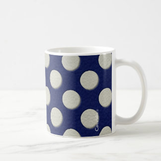 Caneca De Café Marinho Bolinhas branco de couro impressão