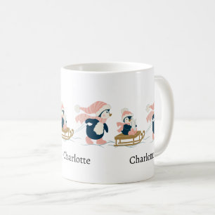Caneca De Café Marinho Branco - Pinguim Mínimo Custa Feliz Natal