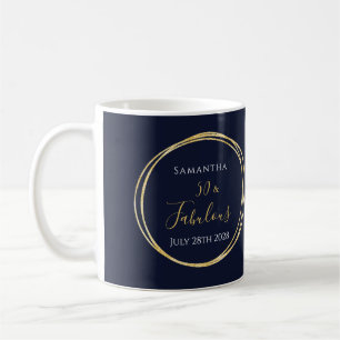 Caneca De Café Marinho de aniversário personalizado Dourado