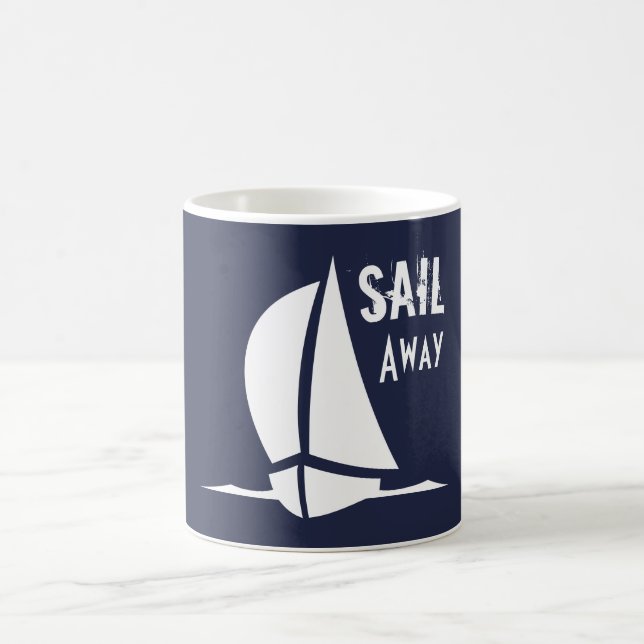 Caneca De Café Marinho de vela e veleiro à vela e branco (Centro)
