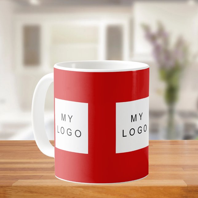 Caneca De Café Marinho do logotipo comercial vermelho (Criador carregado)