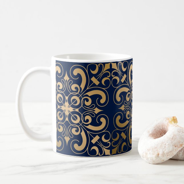 Caneca De Café Marinho Dourado luxuoso (Com Donut)