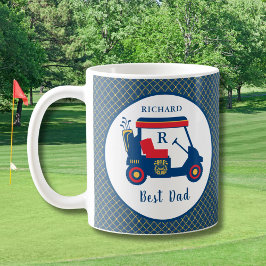 Caneca De Café Marinho e golfe Vermelho Melhor Pai Personalizado