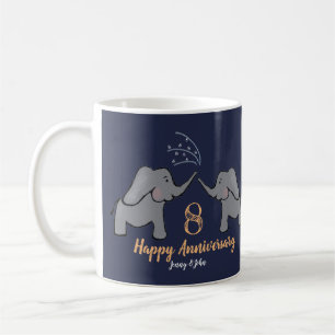 Caneca De Café marinho elefante do aniversário de casamento em br