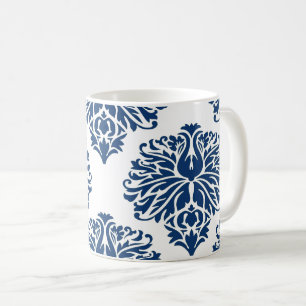 Caneca De Café Marinho Elegante Damask Coffee Mug