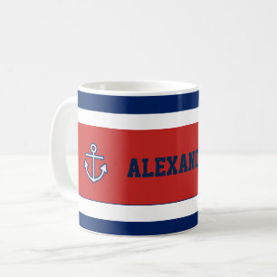 Caneca De Café Marinho Marinho Náutico, Bandas brancas azuis
