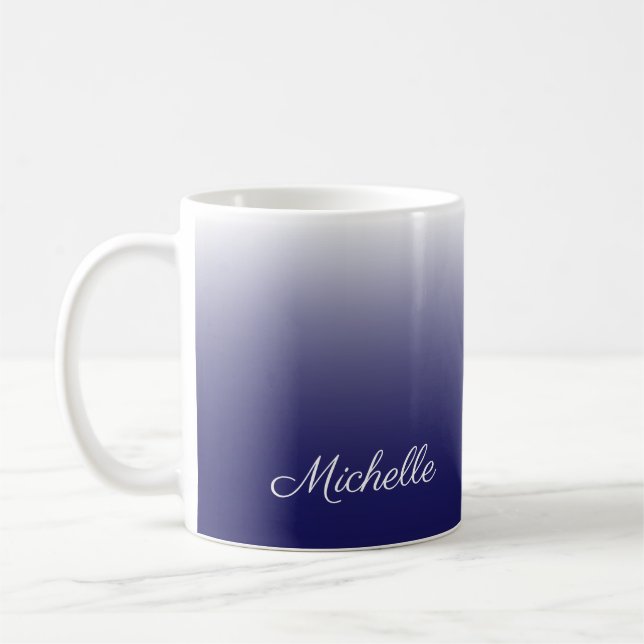 Caneca De Café Marinho ombre de gradiente personalizado azul (Esquerda)