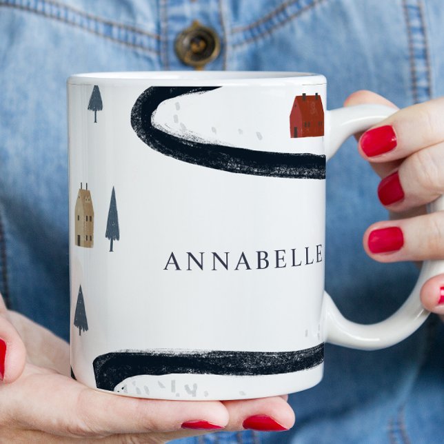 Caneca De Café Marinho Russo Tradicional Vermelho Inverno Feliz N (Criador carregado)