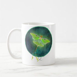 Caneca De Café Mariposa Luna Por Cheryl Casey Arte Lua Verde