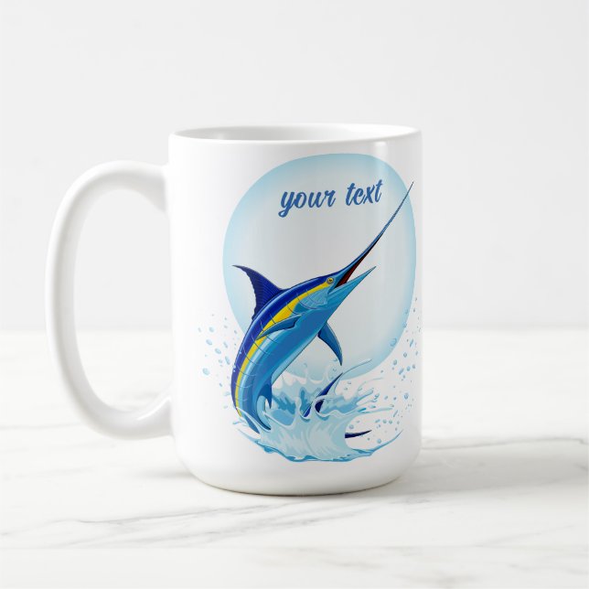Caneca De Café Marlin Azul Saltando do Oceano (Esquerda)