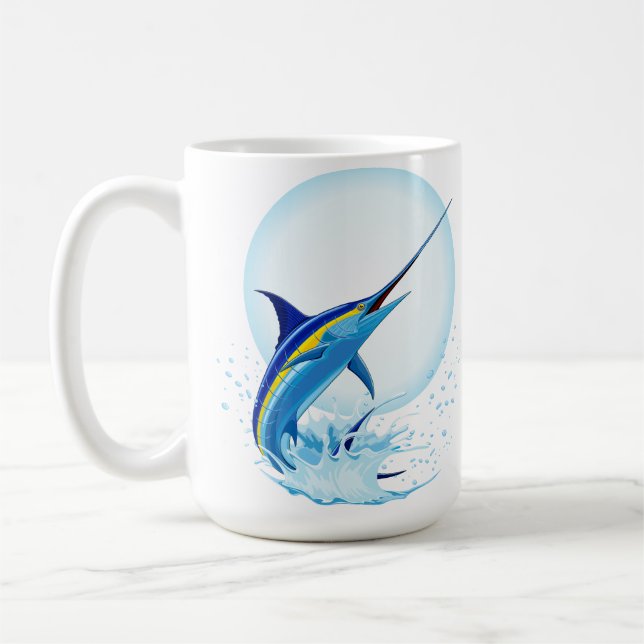 Caneca De Café Marlins Azuis Saltando do Oceano (Esquerda)