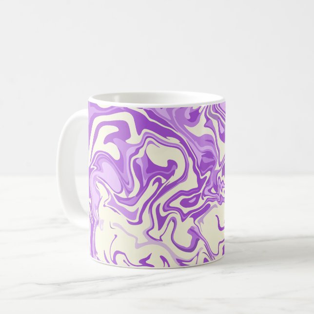 Caneca De Café Mármaco abstrato girando em tons de roxo (Frente Esquerda)