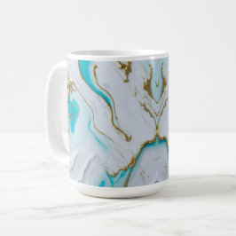 Caneca De Café Mármaco líquido de turquesa branca