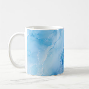 Caneca De Café Mármore Abstrato Azul Céu Luxuoso