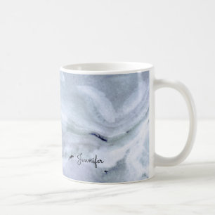 Caneca De Café Mármore Azul Claro