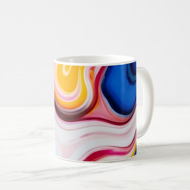Caneca De Café Mármore azul-preto-branco-cor-de-rosa (Frente Esquerda)