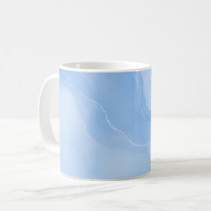 Caneca De Café Mármore Azul Suave Padrão Abstrato