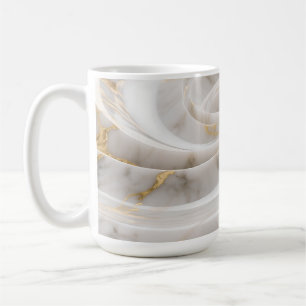 Caneca De Café Mármore Branco com Padrão de Redemoinho Dourado