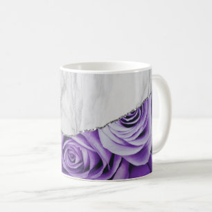Caneca De Café Mármore Branco Dourado Ágata Preta