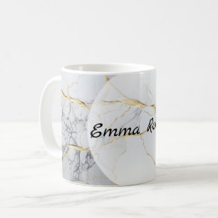 Caneca De Café Mármore branco e dourado