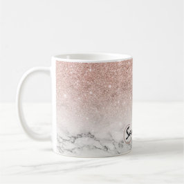 Caneca De Café mármore branco ombre, cor-de-rosa-rosa, com falso 