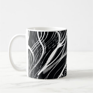 Caneca De Café Mármore Branco Preto: Abstrato Vintage