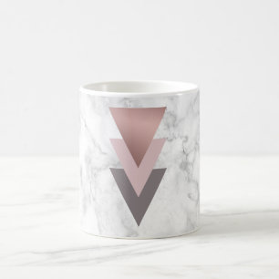 Caneca De Café mármore cinzento do branco dos triângulos do rosa