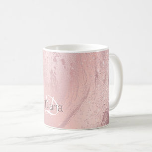 Caneca De Café Mármore de ouro, dourado, rosa-na moda, elegante