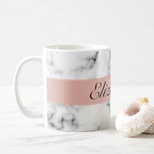Caneca De Café mármore fino com monograma de rosa de lâmina de 
