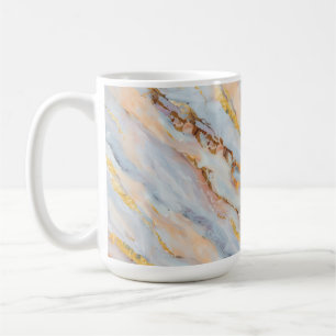Caneca De Café Mármore Fluido em Tons de Cinza, Pêssego e Dourado