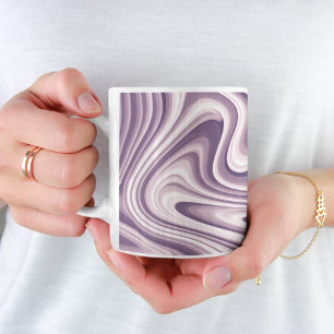Caneca De Café Mármore Líquido Roxo Abstrato