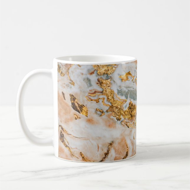Caneca De Café Mármore Moderno Resfriado com Toque Dourado   (Esquerda)