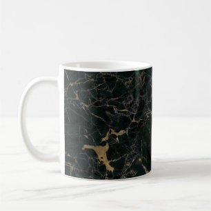 Caneca De Café Mármore Preto Elegante: Fundo Texturizado