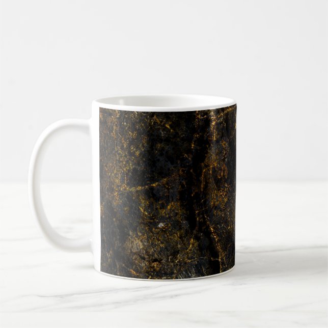 Caneca De Café Mármore preto, veias ouros, textura. (Esquerda)
