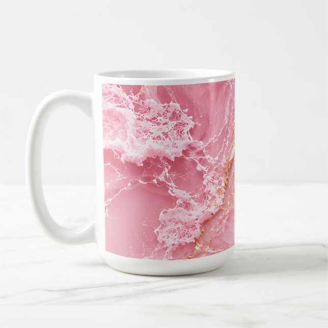 Caneca De Café Mármore Rosa Oceano Luxo com Veias Douradas (Esquerda)