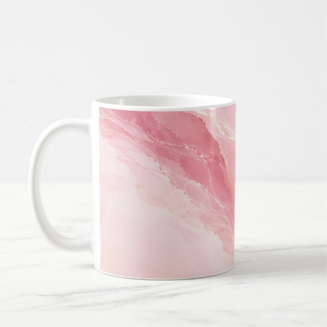 Caneca De Café Mármore Rosa Quartzo Luxuoso (Esquerda)