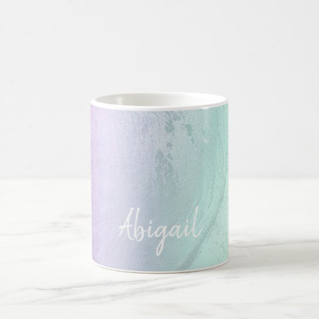 Caneca De Café Mármore roxo e relâmpago de menta moderno (Centro)