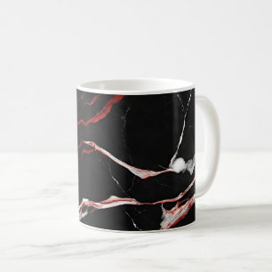 Caneca De Café Mármore Vermelho Negro