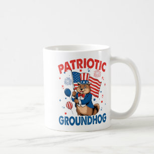 Caneca De Café Marmota Patriótica Bandeira Americana 4 De Julho