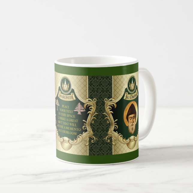 CANECA DE CAFÉ MARONITE RITE CHURCH MEMBRO PERSONALIZADO GIFT MUG (Frente Esquerda)