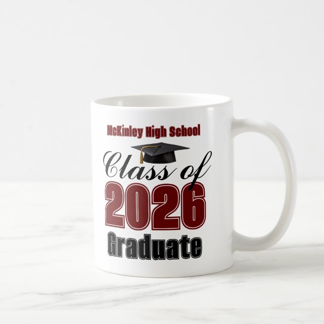 Caneca De Café Maroon Class of 2026 Graduation Keepsake (Direita)