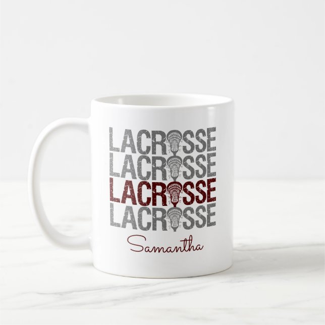 Caneca De Café Maroon - Palavra de Lacrosse em Dificuldade (Esquerda)
